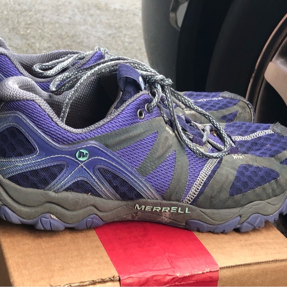MERRELL Grassbow Equinox Air Women’s Gray Purple Hiking Shoes Size 10 - Picture 6 of 11